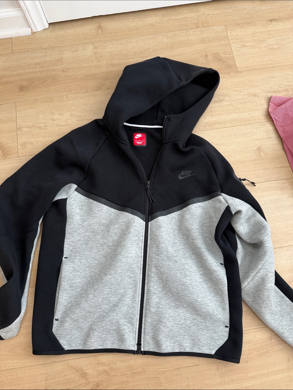 Nike Black and Light Gray tech full zip size large sweater